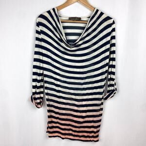 Charlotte Tarantola Dip Dye‎ T-Shirt Size S Navy Blue Ombre Capsule Coastal Prep